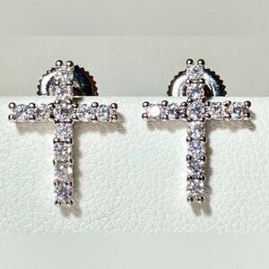 Sterling Silver Cross Stud Earrings. 1” tall x 1/2” across. Never worn!